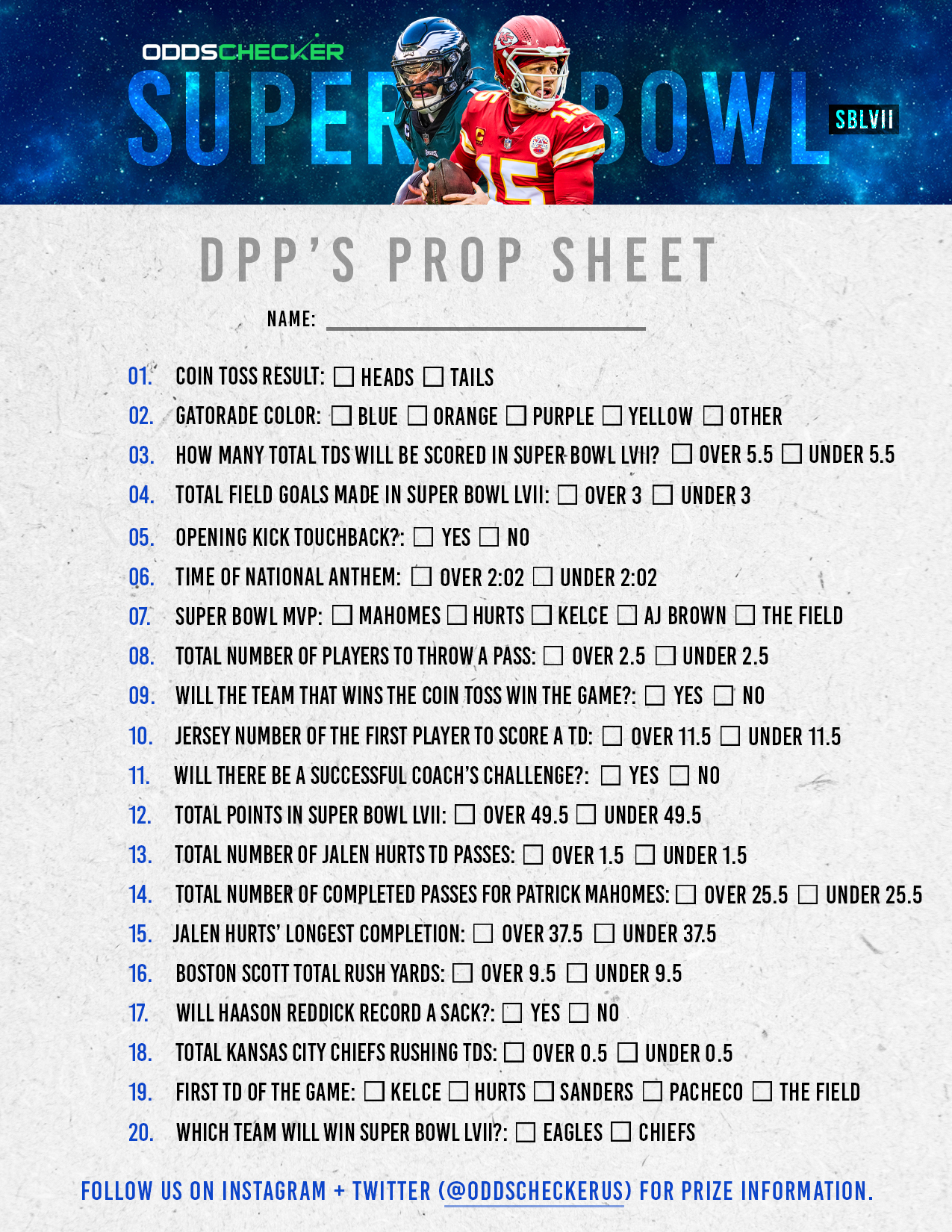 Super Bowl 54 Prop Bet Sheet Printable Super Bowl 54 Prop Bet Sheet Printable