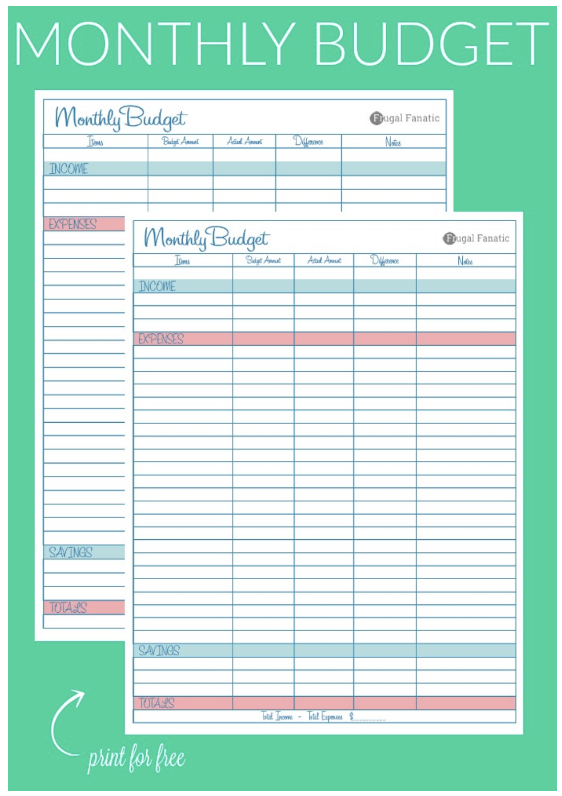 Monthly Free Blank Budget Worksheet Printable Monthly Free Blank Budget Worksheet Printable