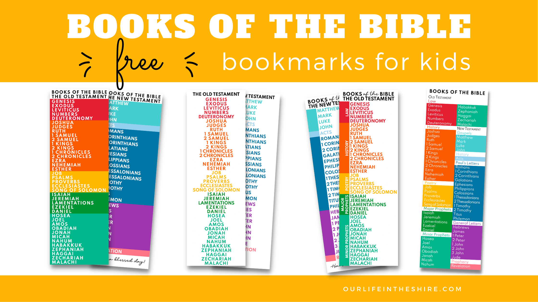 Books Of The Bible Bookmarks