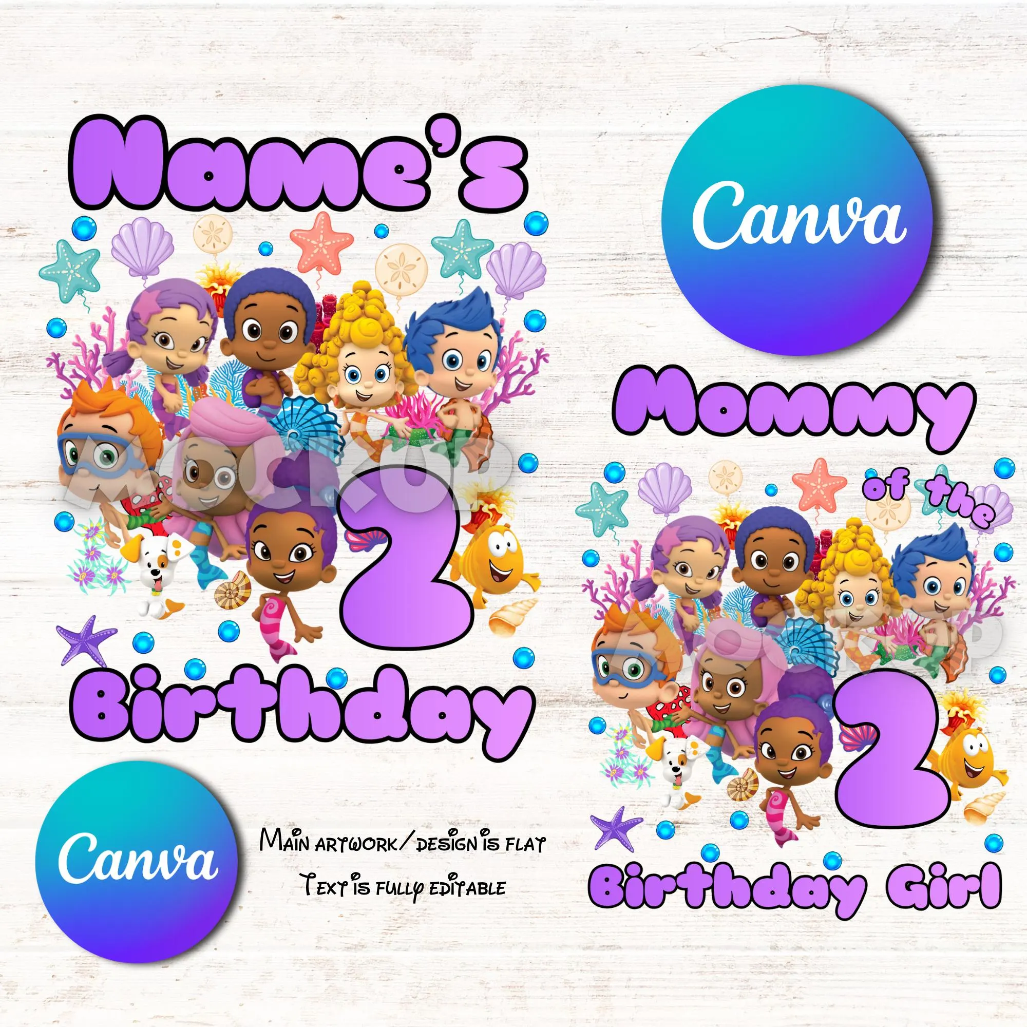 Bubble Guppies Birthday Canva Template