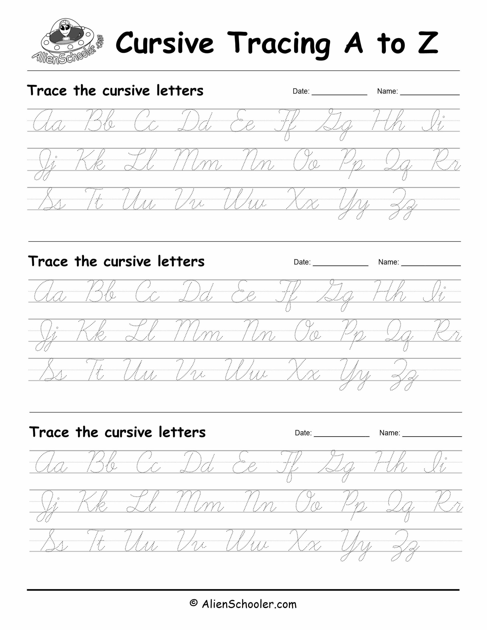 Cursive Alphabet To Trace