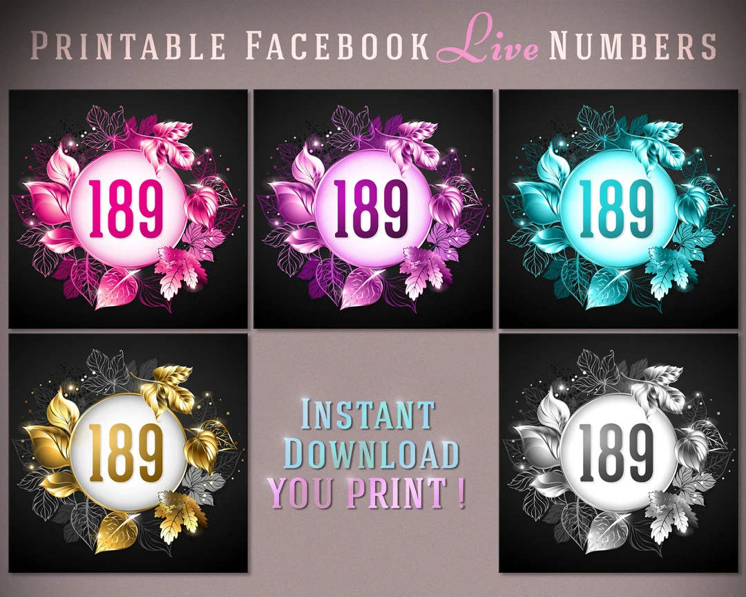 Facebook Live Numbers Printable Tags 1