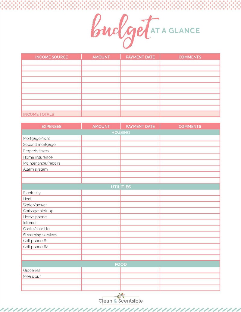 Family Binder Budgeting Printables