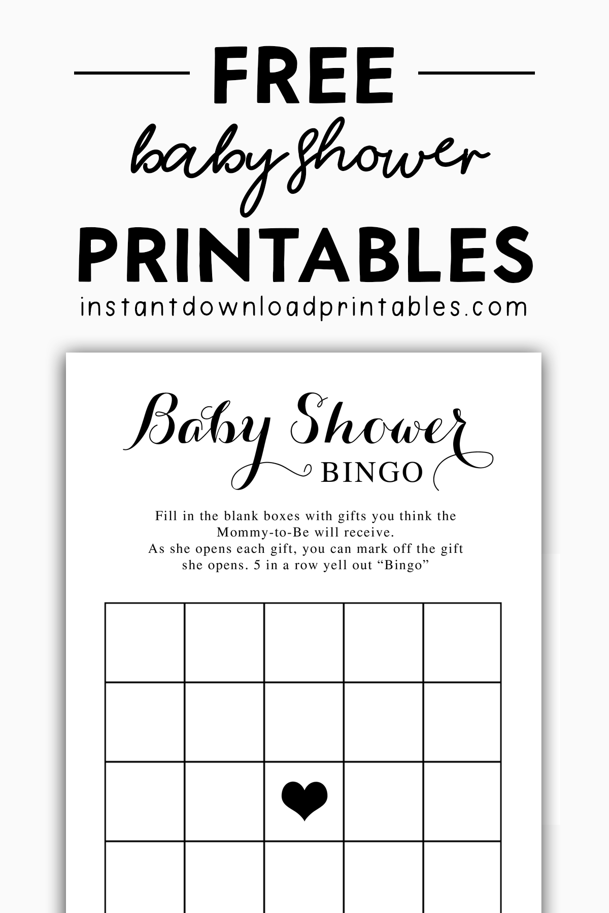 Free Baby Shower Black And White Printables Instant Download Baby Bingo Game