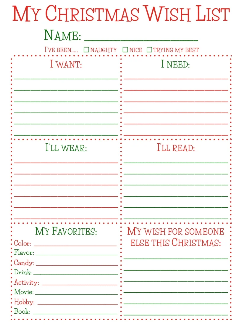 Free Printable Children'S Christmas Wish List Free Printable Children'S Christmas Wish List