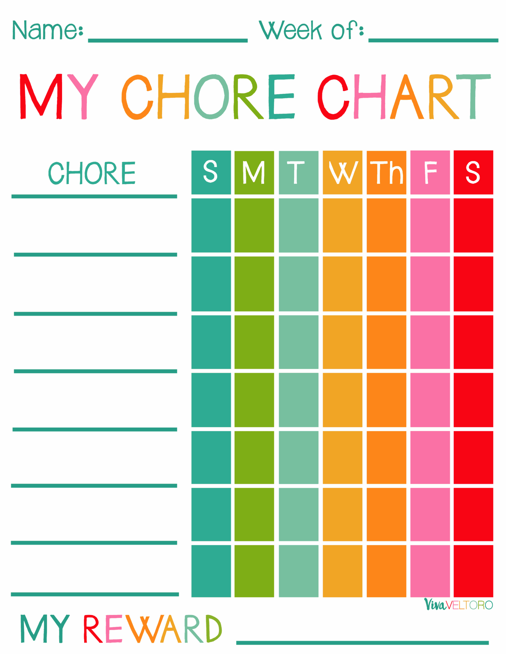 Free Printable Chore Chart Kids