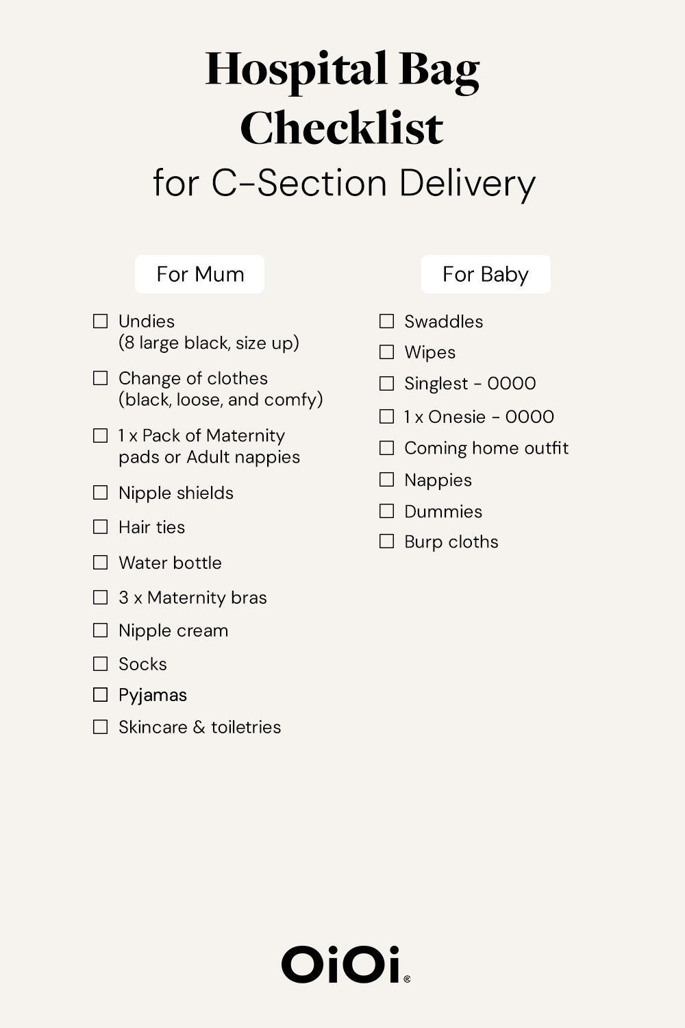 Hospital Bag Checklist C Section Essentials