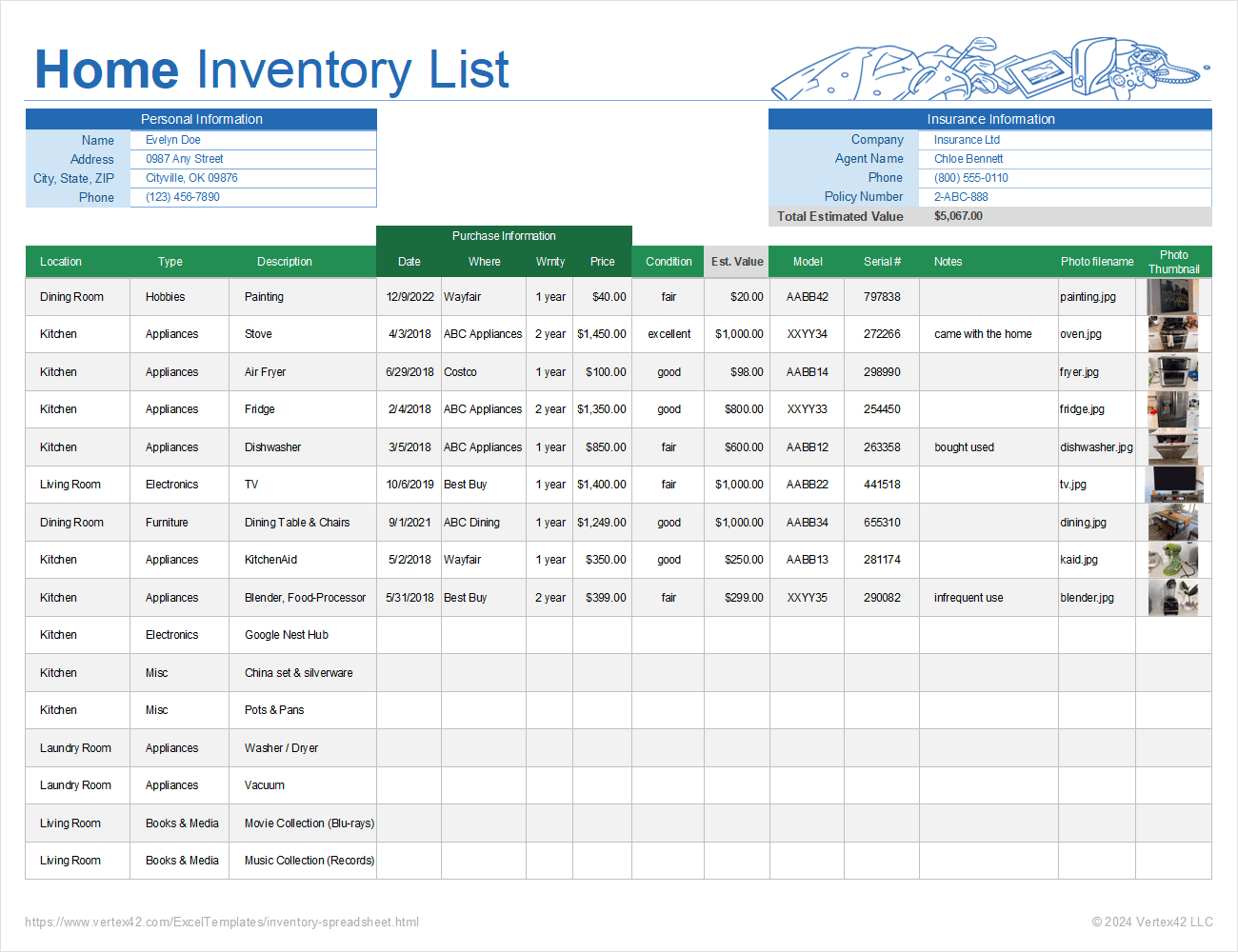 Inventory Spreadsheet Inventory Spreadsheet
