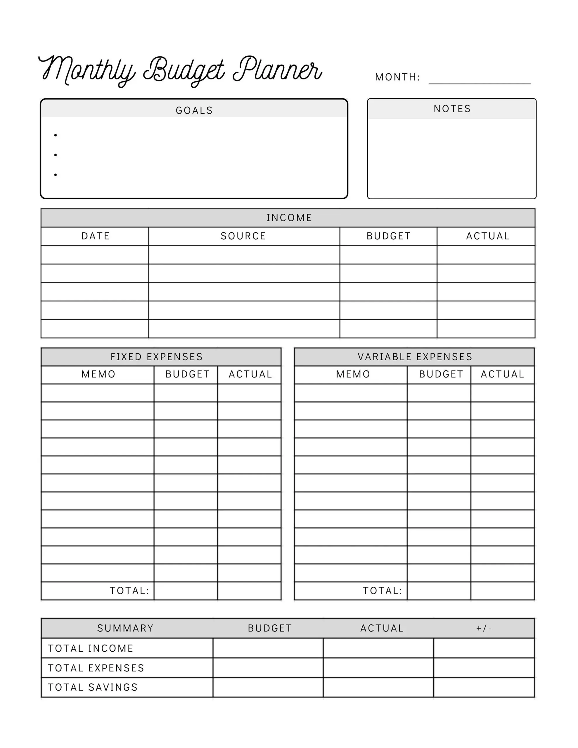 Monthly Budget Planner Printable Simple Monthly Budget Planner Printable Simple