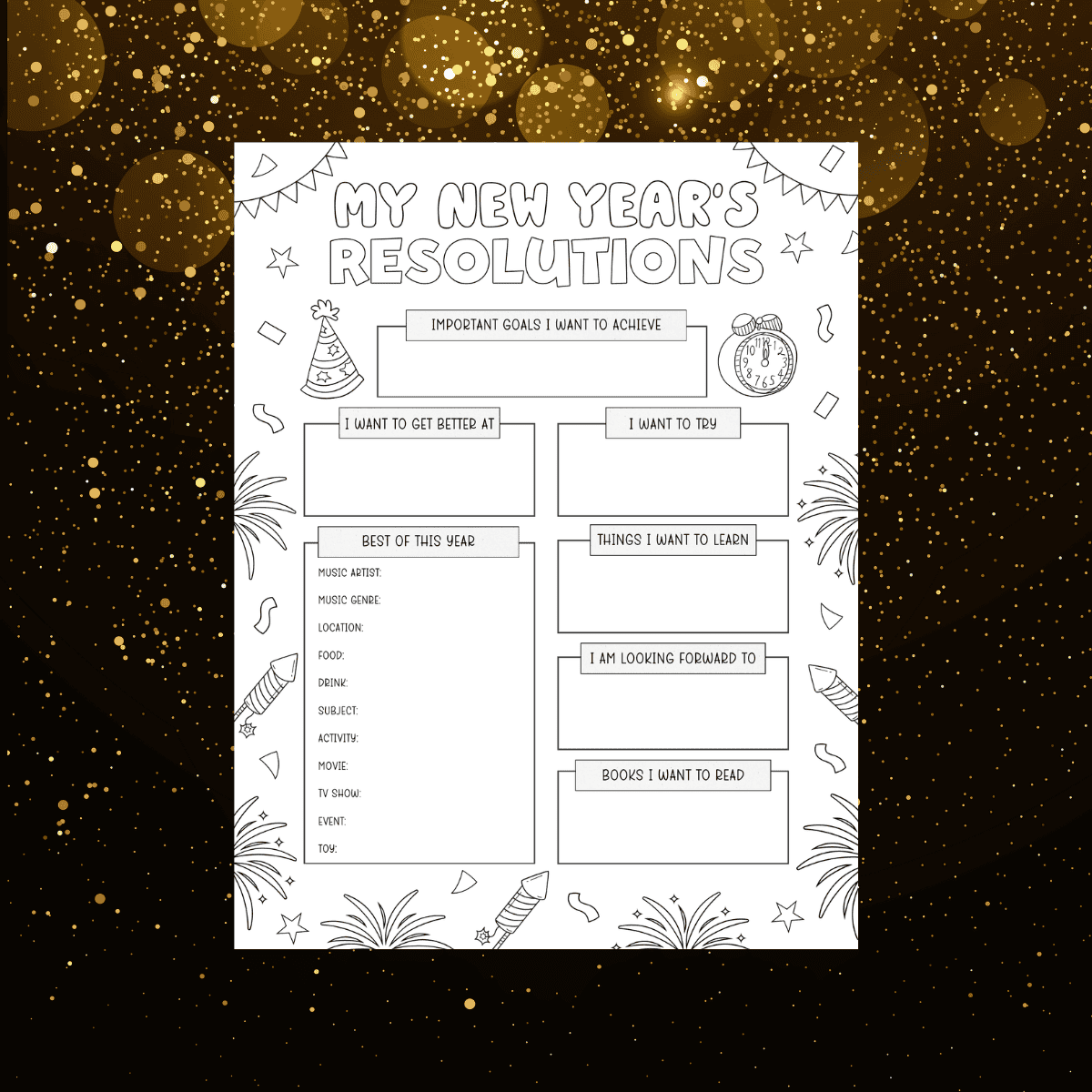 New Years Resolution Template For Kids