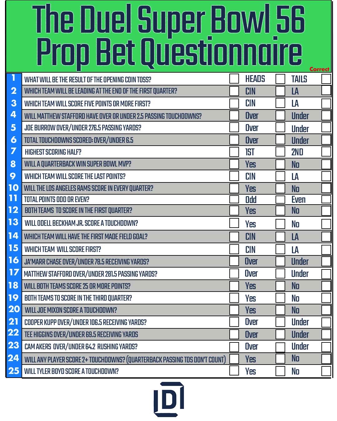 Printable Super Bowl 56 Prop Bet Questionnaire Sheet 2022 Super Bowl Party 01fvavw50rp8