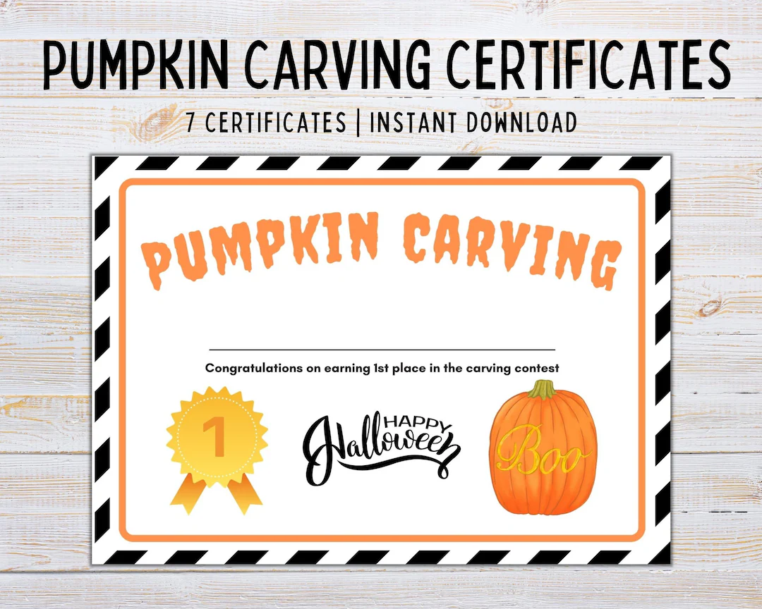 Pumpkin Carving Certificate Pumpkin