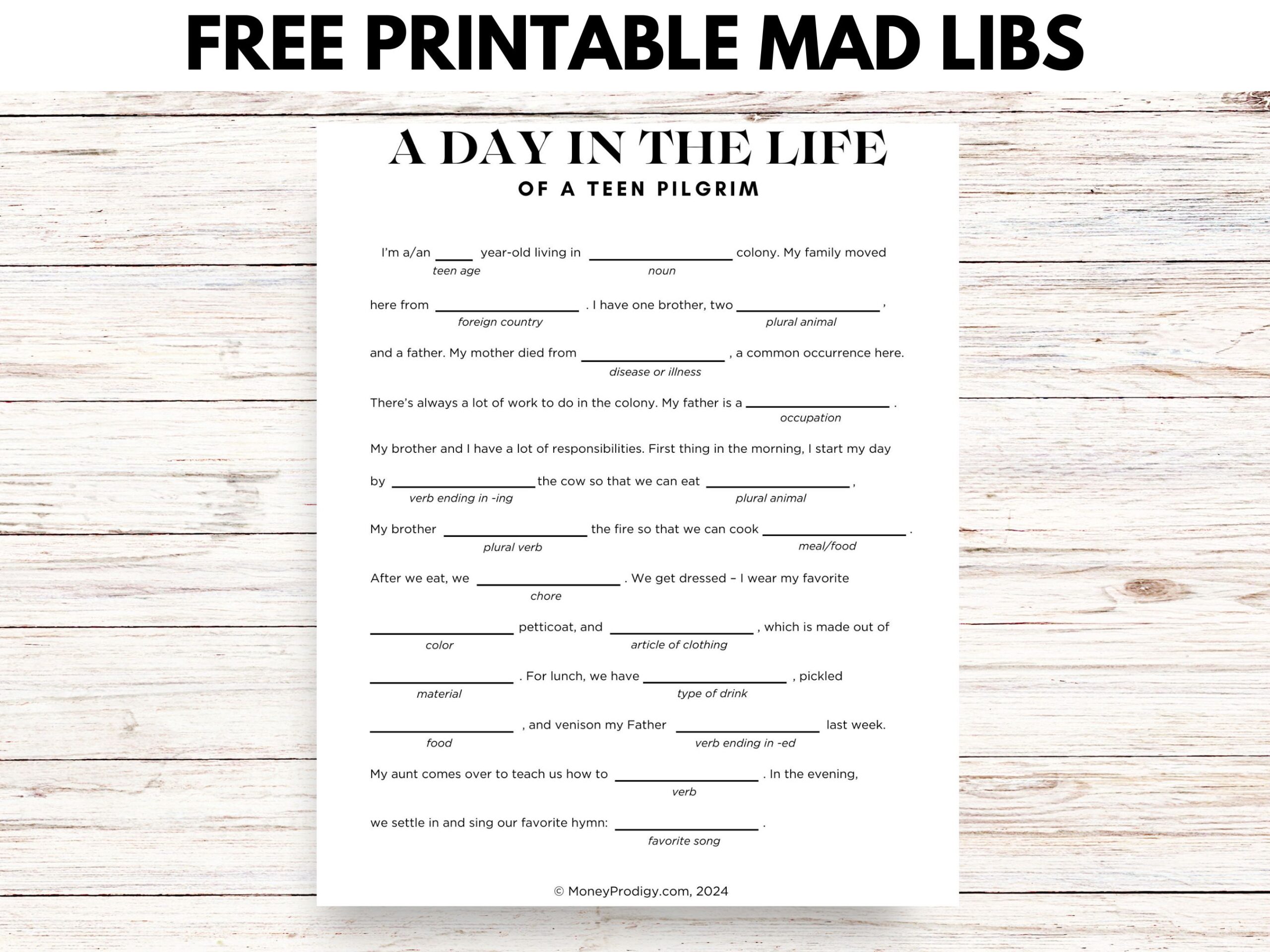 Thanksgiving Mad Libs For High School