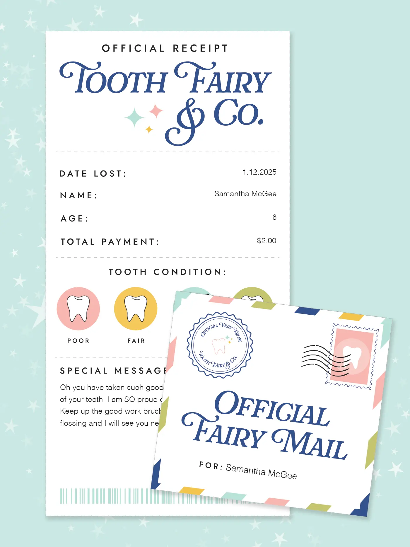 Tooth Fairy Receipt